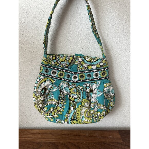 Vera Bradley Small Shoulder Bag Retired Peacock Pattern Mini Green Blue - Picture 1 of 5